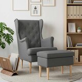  Fotelja s footstoolom 2 kom. Tamnosiva Tkanina | shoptok.hr