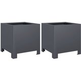 Maison Chic Vrtno korito - Greda - Cvetlični Lonec 2 kosa antracit 30x30x30 cm jeklo, (21789937) | Shoptok.si