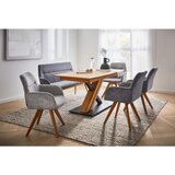 Linea Natura naslanjač, les, tekstil barve hrasta, temno siva | Shoptok.si