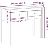  Konzolni stol bijeli 100x35x75 cm od masivne borovine | Shoptok.si