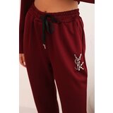 Kesi Włoski Women's set with viscose, decorated and with elastic pants burgundy | Shoptok.si