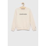 Calvin Klein Jeans Otroška bombažna mikica bež barva | Shoptok.si