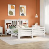 vidaXL Knjižna postelja brez vzmetnice bela 180x200 cm trdna borovina | Shoptok.si