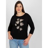 Fashion Hunters Black oversized blouse with patches and 3/4 sleeves Cene