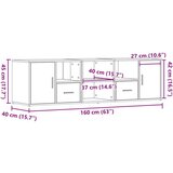 vidaXL Kotna omarica betonsko siva 160x40x45 cm iverna plošča | Shoptok.si