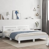 vidaXL Posteljni okvir z vzglavjem bel 160x200 cm inženirski les | Shoptok.si
