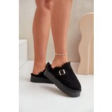 FK1 Women's Slippers On Thick Sole With Fur And Buckle Black Linneola Cene