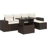vidaXL 6-dijelni set vrtnih sofa od poliratana s jastucima smeđi | shoptok.hr