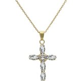 Victoria Cruz aqua crystal gold ogrlica sa swarovski kristalima ( a3726-07dg ) Cene