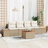 vidaXL 5-delni set vrtnih kavč s blazinami bež poli ratan akacijev | Shoptok.si