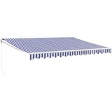 Tenda na uvlačenje plavo-bijela 4 x 3 m od tkanine i aluminija | shoptok.hr