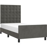 The Living Store Posteljni okvir z vzglavjem temno siv 90x190 cm žamet - Posteljni Okvir Z Vzglavjem, (21488979) | Shoptok.si