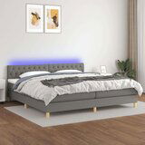  Box spring postelja z vzmetnico LED temno siva 200x200 cm blago, (20723799) Cene
