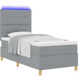 vidaXL Box Spring Krevet s Madracem & LED Svjetlom Svjetlosiva 90x190 cm Tkanina | shoptok.hr