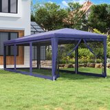 Šator za zabave s 8 mrežastih bočnih zidova plavi 3 x 9 m HDPE | shoptok.hr