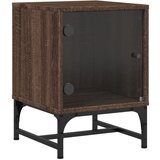 Maison Chic Nočna omarica - Nočna miza s steklenimi vrati rjavi hrast 35x37x50 cm, (21689463) | Shoptok.si
