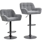  Set od 2 barske stolice retro dizajn podesiva visina izgled flisa siva + crna Cijene