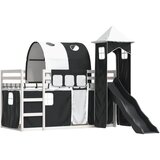 vidaXL Pograd s toboganom in zavesami bel in črn 90x200 cm, (21261296) | Shoptok.si