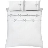 Catherine Lansfield Bela/siva podaljšana posteljnina za zakonsko posteljo 230x220 cm Milo Bow – | Shoptok.si