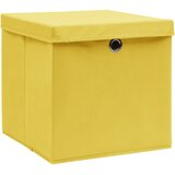  Kutije za pohranu s poklopcima 4 kom 28 x 28 x 28 cm žute | shoptok.hr