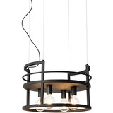 QAZQA Industrijska viseča svetilka črna s stojalom okrogle 4 luči - Cage Rack | Shoptok.si