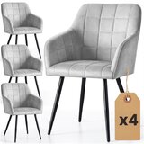 AKORD Luxano Kvadratno Prešiti Oblazinjeni Jedilni Stoli, Komplet 4 Stolov, Siva, Črne Noge, (5000333501) | Shoptok.si
