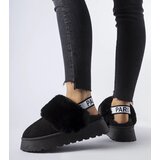  Black insulated slippers with elastic and fur Sangro | shoptok.hr