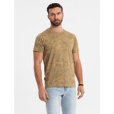 Ombre Men's patterned cotton short-sleeved T-shirt - olive | Shoptok.si