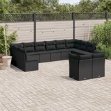 vidaXL 12-dijelni set vrtnih sofa od poliratana s jastucima crni Cijene