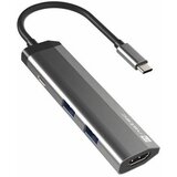  fowler slim, usb type-c 3-in-1 multi-port adapter (USB3.0 hub + hdmi + pd), max. 100W output, grey cene