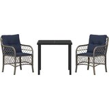  Vrtni set za objed s jastukom 3 pcs Siva i crna Ratan | Eponuda.com