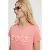 Boss Bombažna kratka majica ženski, vijolična barva