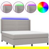  The Living Store Box spring postelja z vzmetnico LED sv. siva 180x200 cm blago - Box Spring Postelja, (21502720) | Shoptok.si