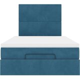 vidaXL Otomanski posteljni okvir z vzmetnicami moder 120x190cm žamet | Shoptok.si