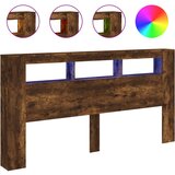 Maison Chic LED Posteljno vzglavje - Vzglavna omarica - Nočna omarica dimljen hrast 200x18,5x103,5 cm inž. les, (21710051) Cene