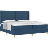 vidaXL Box Spring Postelja z Blazino v Modri - 200x200 cm Tkanina, (22050926) | Shoptok.si