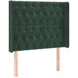  Uzglavlje s ušima tamnozeleni 103x16x118/128 cm baršunasti | shoptok.hr