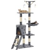  Penjalica za mačke sa stupovima za grebanje od sisala 138 cm siva s uzorkom šapa | shoptok.hr