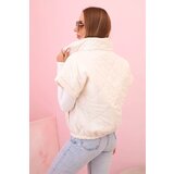 Kesi Włoski Women's quilted vest with short sleeves and a stand-up collar light beige | shoptok.hr