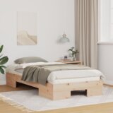 vidaXL Posteljni okvir Rjava 90 x 200 cm Trdna borovina | Shoptok.si