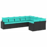  9-dijelni set vrtnih sofa od poliratana s jastucima crni | shoptok.hr