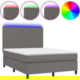 The Living Store Box spring postelja z vzmetnico LED siva 140x200cm umetno usnje - Box Spring Postelja, (21520041) | Shoptok.si