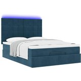  Ottoman krevet s madracem i LED diodama tamnoplavi 140x200 cm baršun | shoptok.hr