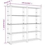  Stalak za pohranu 5 razina sivi 170x38x170 cm masivna borovina | shoptok.hr