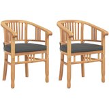  Stolica s jastukom 2 pcs Smeđa 63 x 58 x 89 cm Čvrsto teak drvo | Eponuda.com