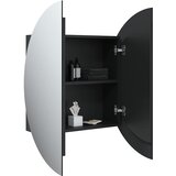  Kupaonski ormarić s okruglim ogledalom LED crni 54x54x17,5 cm | shoptok.hr