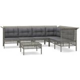 The Living Store Vrtna sedežna garnitura 7-delna z blazinami siv poli ratan - Vrtna Sedežna Garnitura, (21421977) | Shoptok.si