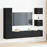 vidaXL 6 delni set TV omar črn hrast inženirski les, stenske TV omare 2 kosa črn hrast 30.5x30x30 cm, TV omara črn hrast 30.5x30x110 cm inženirski les, črna hrast stenska TV omara 100x30x30 cm narejeno iz inženirskega lesa | Shoptok.si
