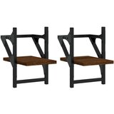  The Living Store Stenske police s prečkami 2 kosa rjavi hrast 20x25x30 cm - Stenska Polica, (21444235) | Shoptok.si