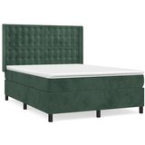  Box spring postelja z vzmetnico temno zelena 140x200 cm žamet, (20901356) | Shoptok.si